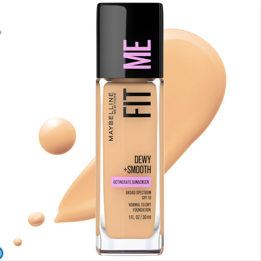 Maybelline Fit Me Dewy Smooth Liquid Foundation Makeup, Natural Beige, 1 Count [Packaging May Vary] 1.0 Fl Oz [PACK OF 1] 220 NATURAL BEIGE
