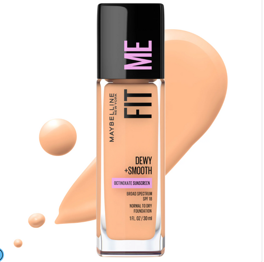 Maybelline Fit Me Dewy Smooth Liquid Foundation Makeup, Sun Beige, 1 Count [Packaging May Vary] 1.0 Fl Oz [PACK OF 1] 310 SUN BEIGE